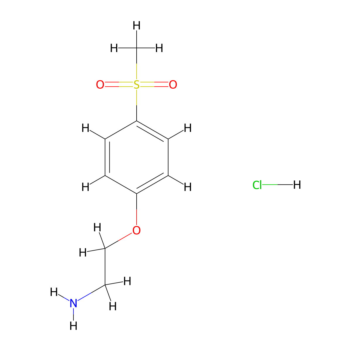 2-(4-Methanesulfonylphenoxy)ethan-1-amine hydrochloride molecular structure, CAS 2825007-60-9