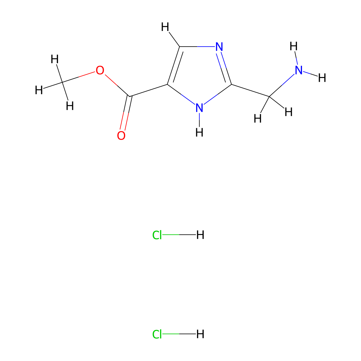 methyl 2-(aminomethyl)-1H-imidazole-4-carboxylate dihydrochloride molecular structure, CAS 2825007-63-2