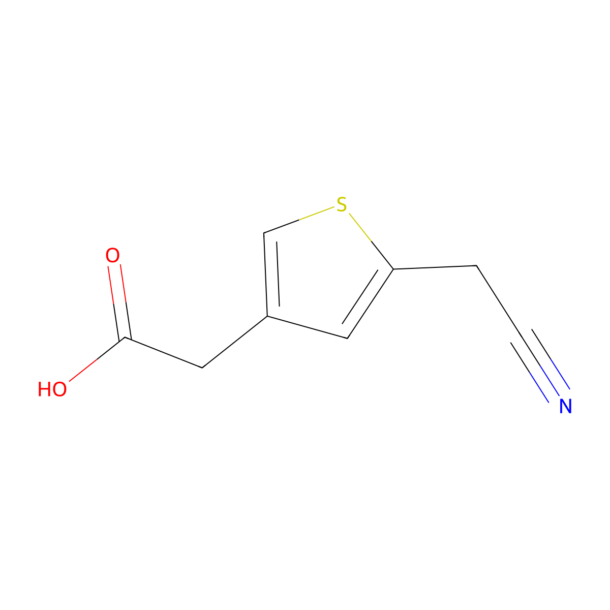 2-[5-(Cyanomethyl)thiophen-3-yl]aceticacid molecular structure, CAS 2825007-75-6