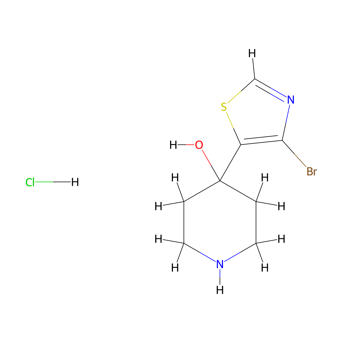 4-(4-Bromo-1,3-thiazol-5-yl)piperidin-4-olhydrochloride molecular structure, CAS 2825007-82-5