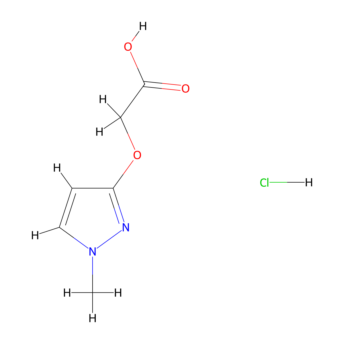 2-[(1-methyl-1H-pyrazol-3-yl)oxy]aceticacidhydrochloride molecular structure, CAS 2825007-86-9
