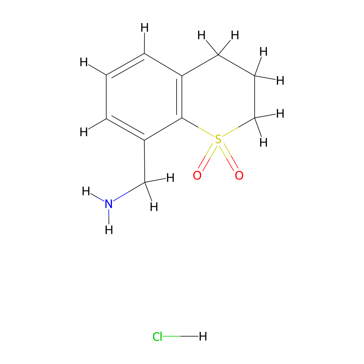8-(aminomethyl)-3,4-dihydro-2H-1lambda6-benzothiopyran-1,1-dionehydrochloride molecular structure, CAS 2825007-88-1