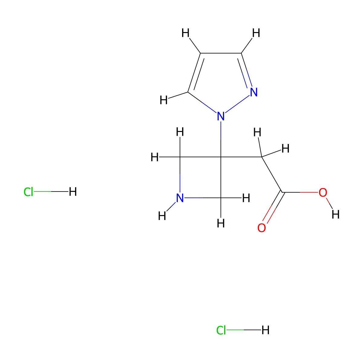 2-[3-(1H-pyrazol-1-yl)azetidin-3-yl]acetic acid dihydrochloride molecular structure, CAS 2825008-00-0