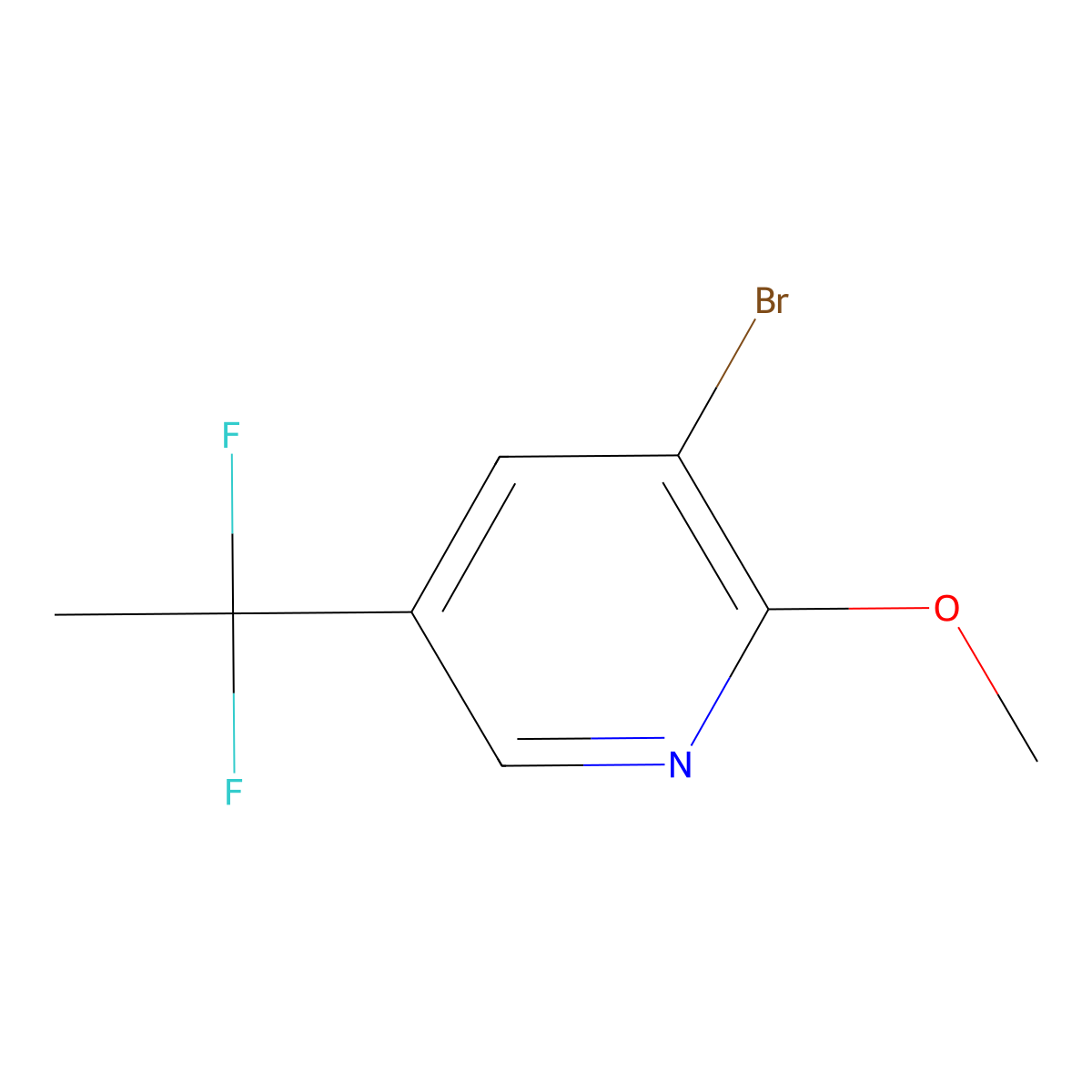 3-Bromo-5-(1,1-difluoroethyl)-2-methoxypyridine molecular structure, CAS 2825008-08-8