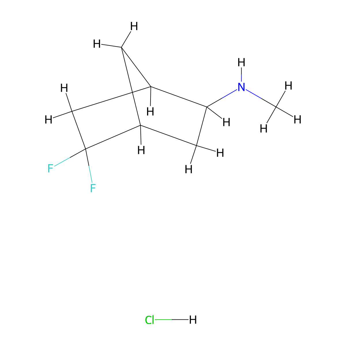 5,5-difluoro-N-methylbicyclo[2.2.1]heptan-2-amine hydrochloride molecular structure, CAS 2825008-14-6