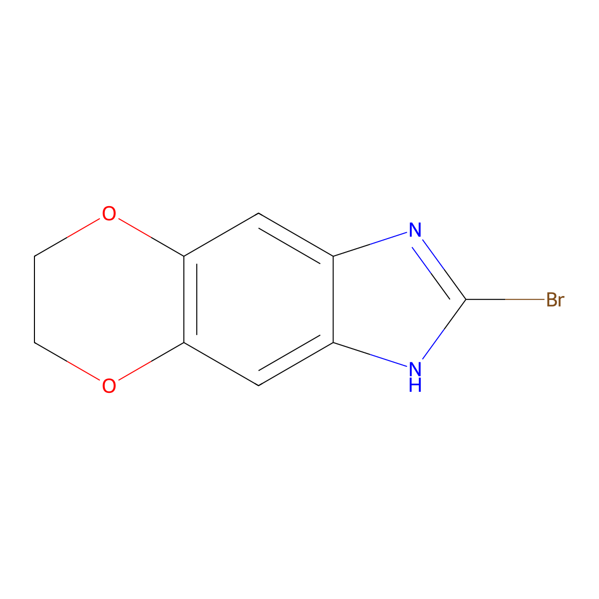5-Bromo-10,13-dioxa-4,6-diazatricyclo[7.4.0.0,3,7]trideca-1(9),2,4,7-tetraene molecular structure, CAS 2825008-15-7