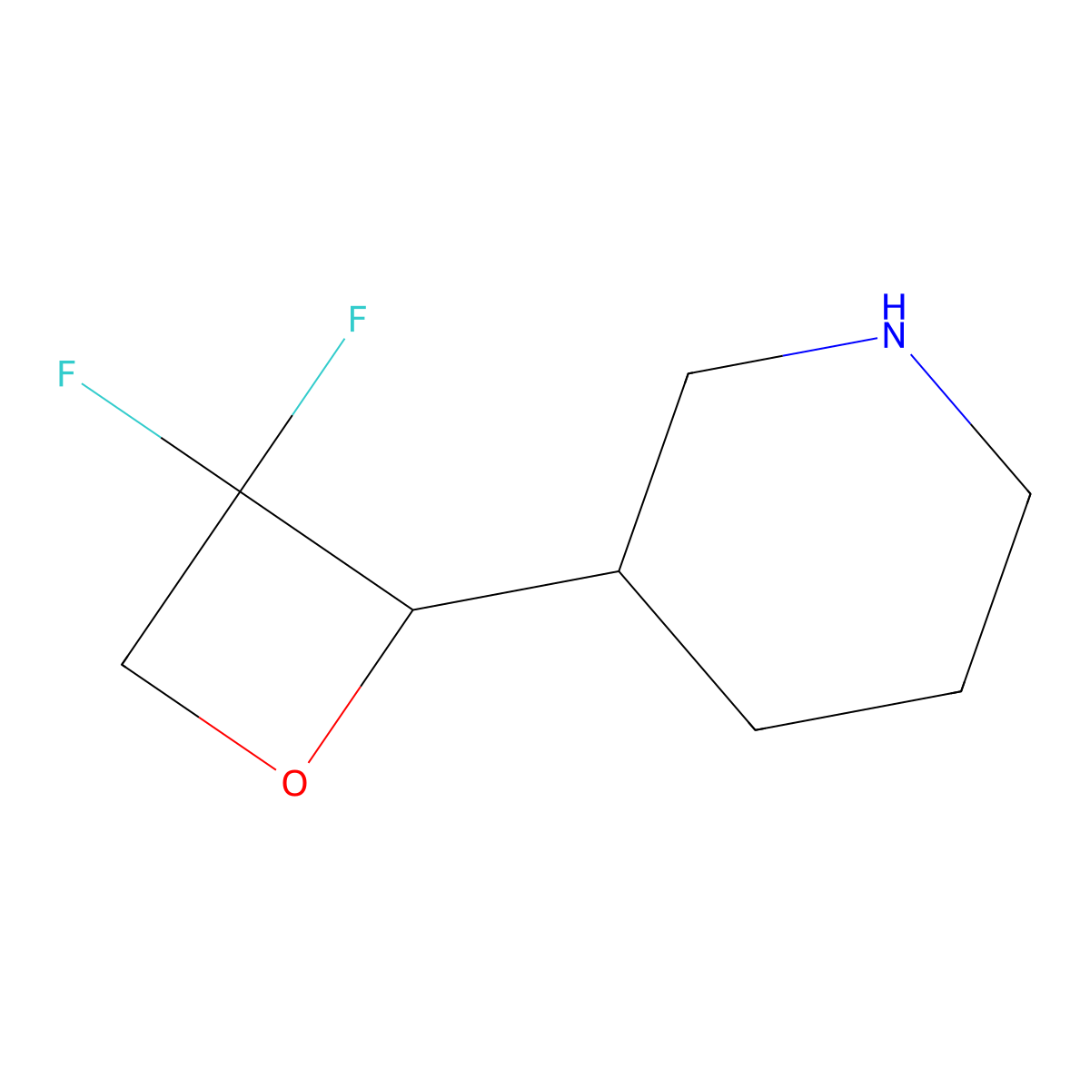 3-(3,3-Difluorooxetan-2-yl)piperidine molecular structure, CAS 2825008-29-3