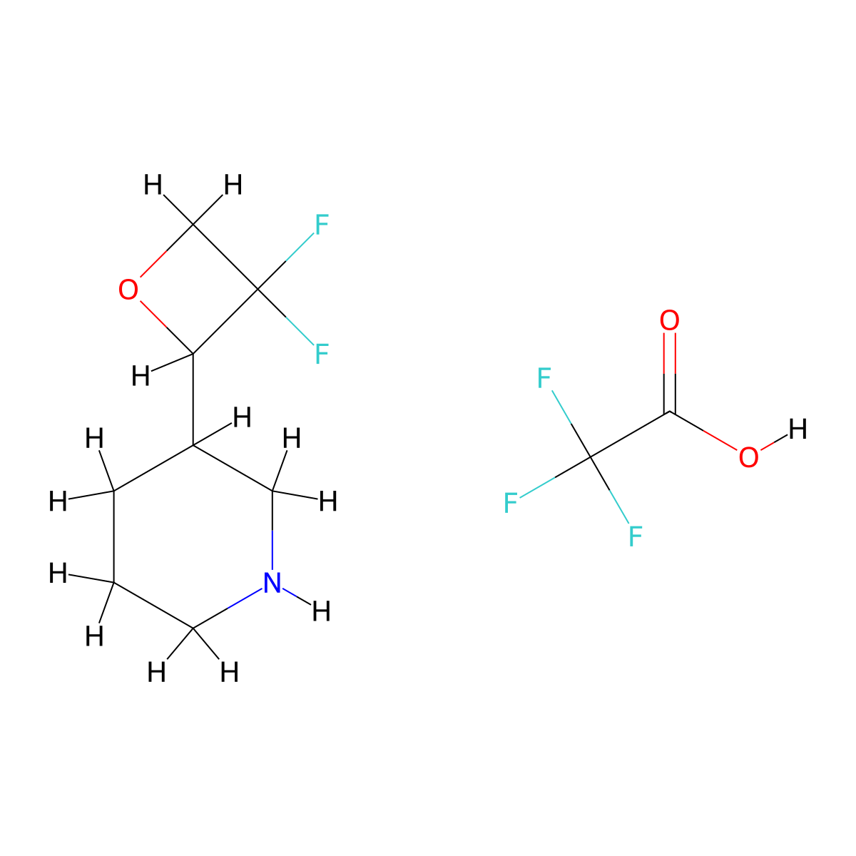3-(3,3-Difluorooxetan-2-yl)piperidine,trifluoroaceticacid molecular structure, CAS 2825008-30-6