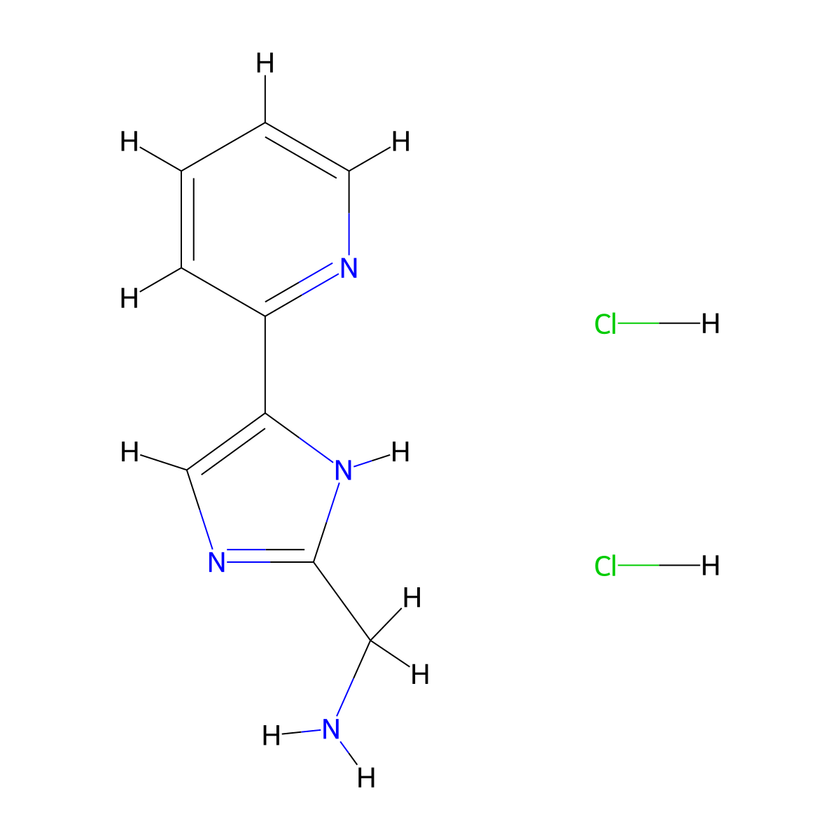 1-(5-(pyridin-2-yl)-1H-imidazol-2-yl)methanamine dihydrochloride molecular structure, CAS 2825008-35-1