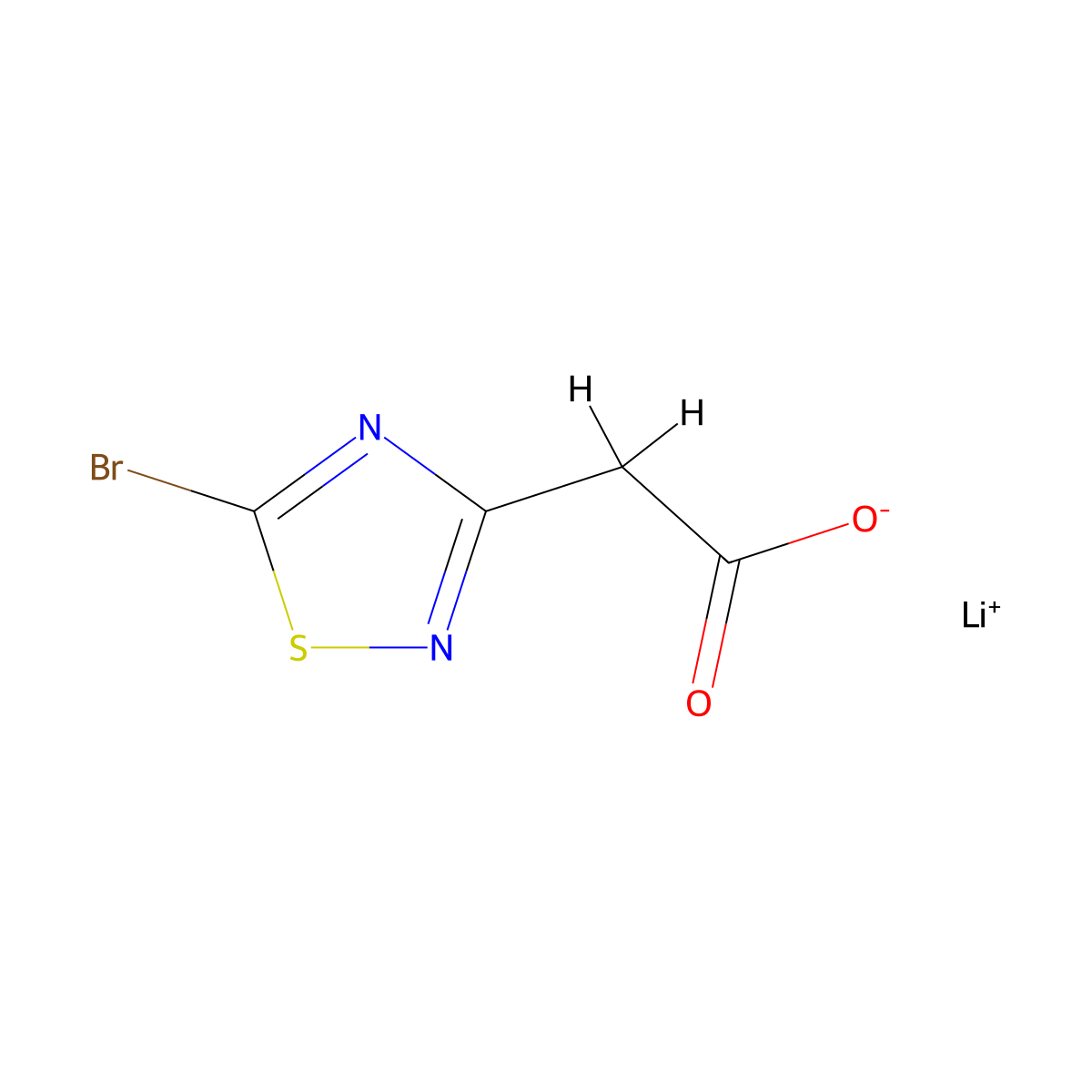 Lithium(1+) 2-(5-bromo-1,2,4-thiadiazol-3-yl)acetate molecular structure, CAS 2825008-39-5