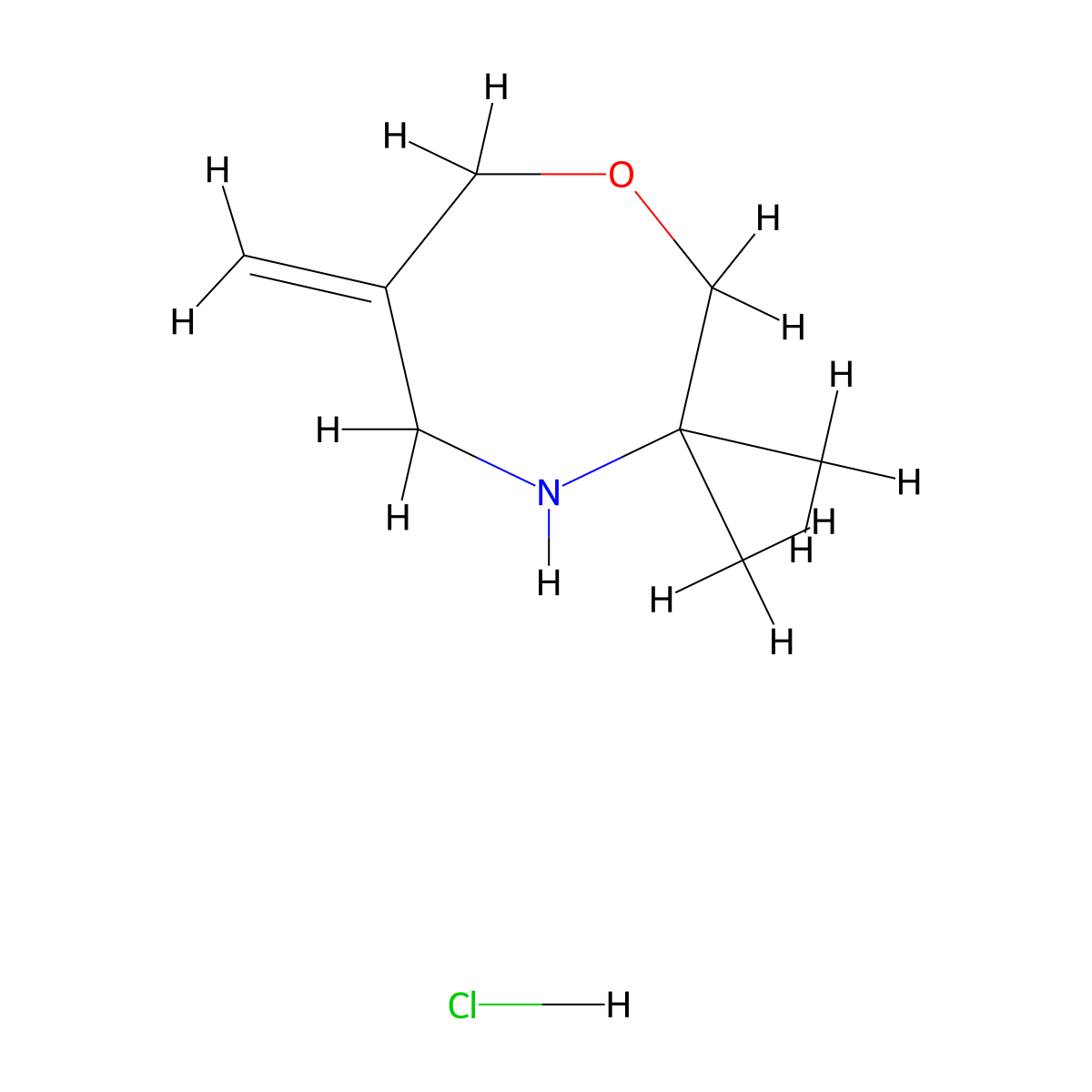 3,3-Dimethyl-6-methylidene-1,4-oxazepanehydrochloride molecular structure, CAS 2825008-42-0