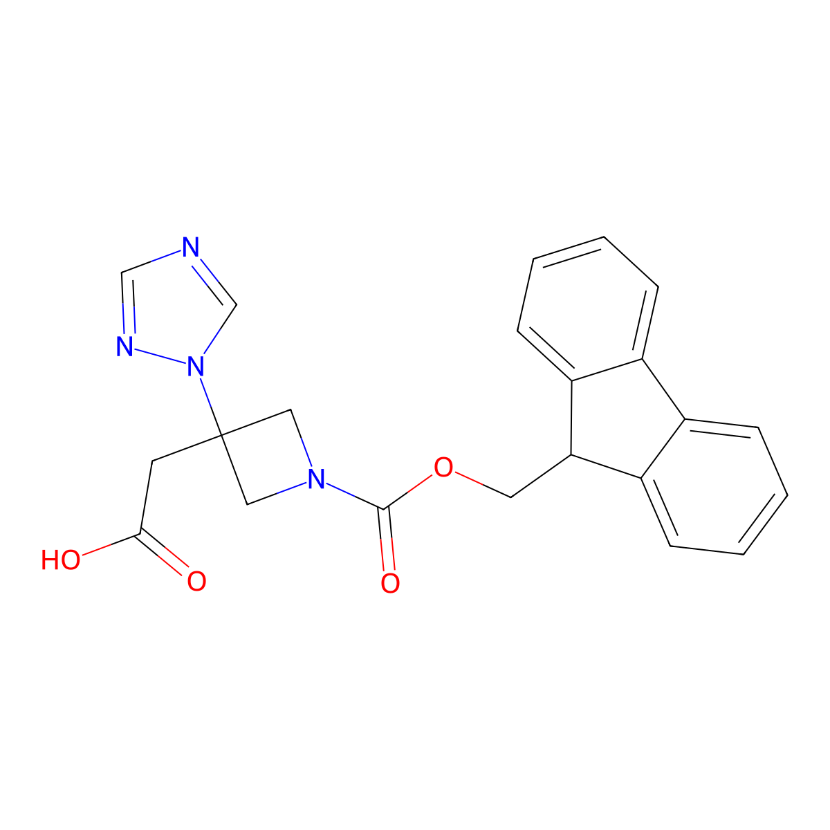 2-(1-{[(9H-fluoren-9-yl)methoxy]carbonyl}-3-(1H-1,2,4-triazol-1-yl)azetidin-3-yl)aceticacid molecular structure, CAS 2825008-49-7