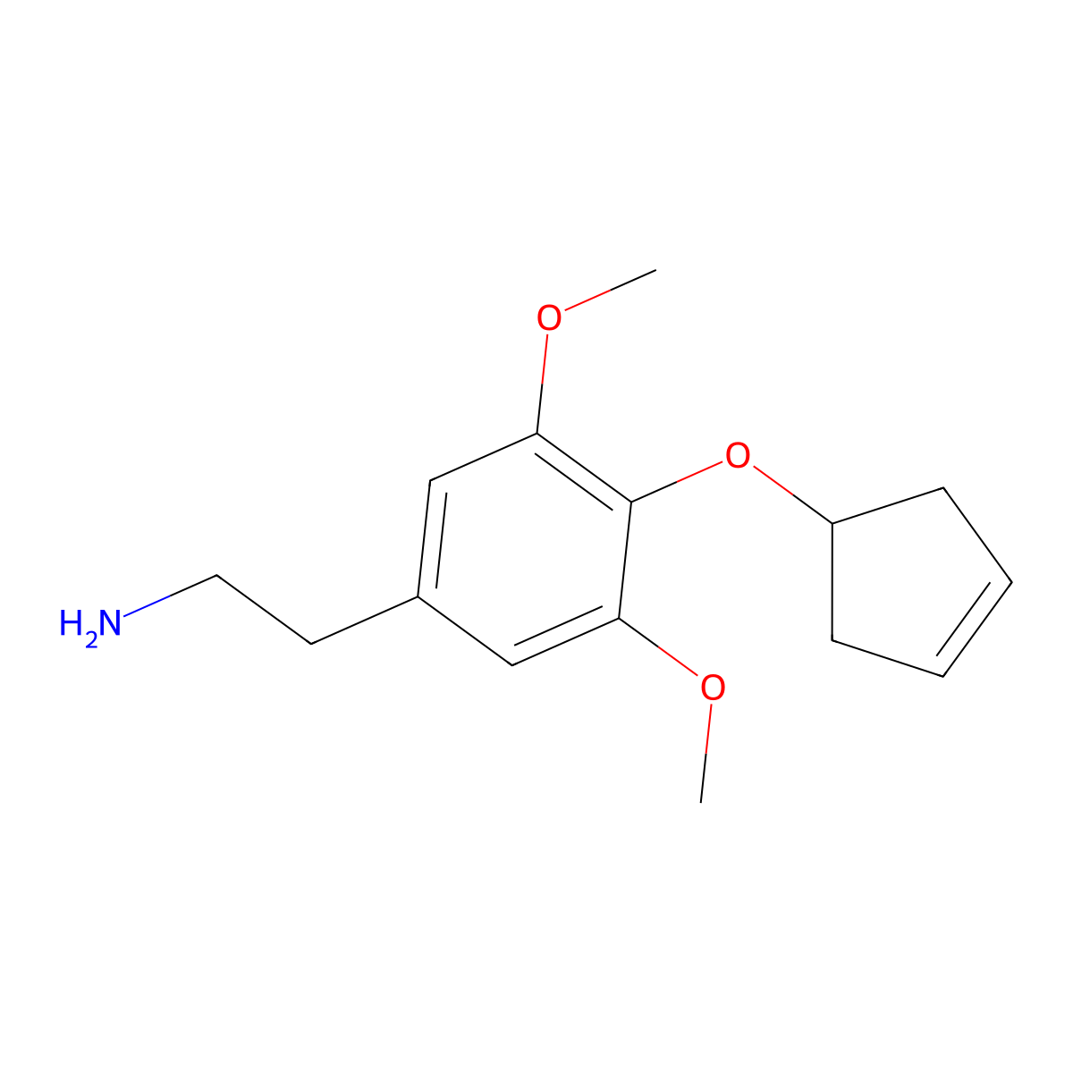 2-[4-(Cyclopent-3-en-1-yloxy)-3,5-dimethoxyphenyl]ethan-1-amine molecular structure, CAS 2825008-55-5