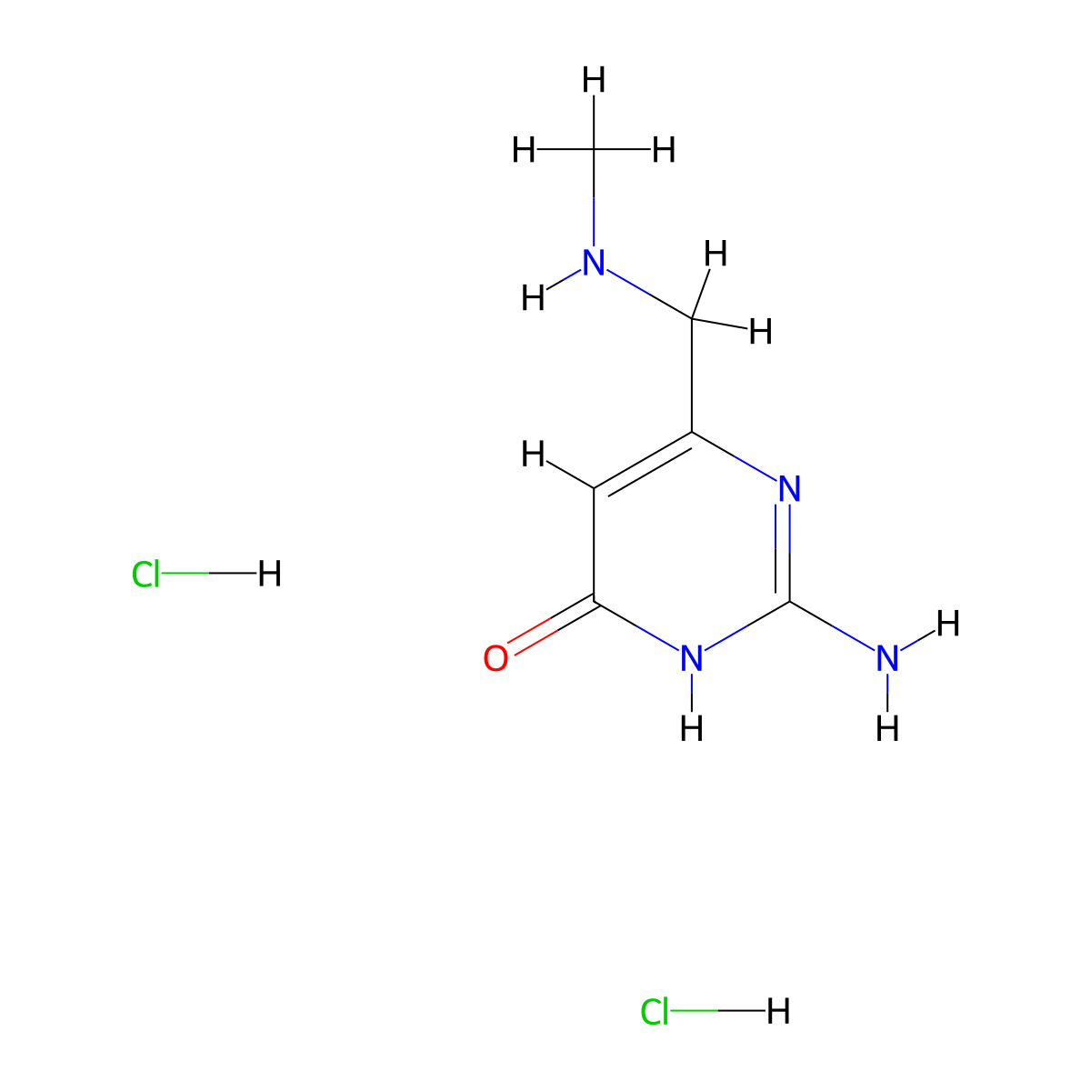 2-Amino-6-[(methylamino)methyl]-3,4-dihydropyrimidin-4-onedihydrochloride molecular structure, CAS 2825008-61-3