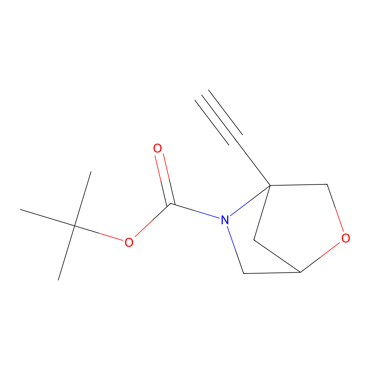 Tert-butyl 4-ethynyl-2-oxa-5-azabicyclo[2.2.1]heptane-5-carboxylate molecular structure, CAS 2825008-63-5