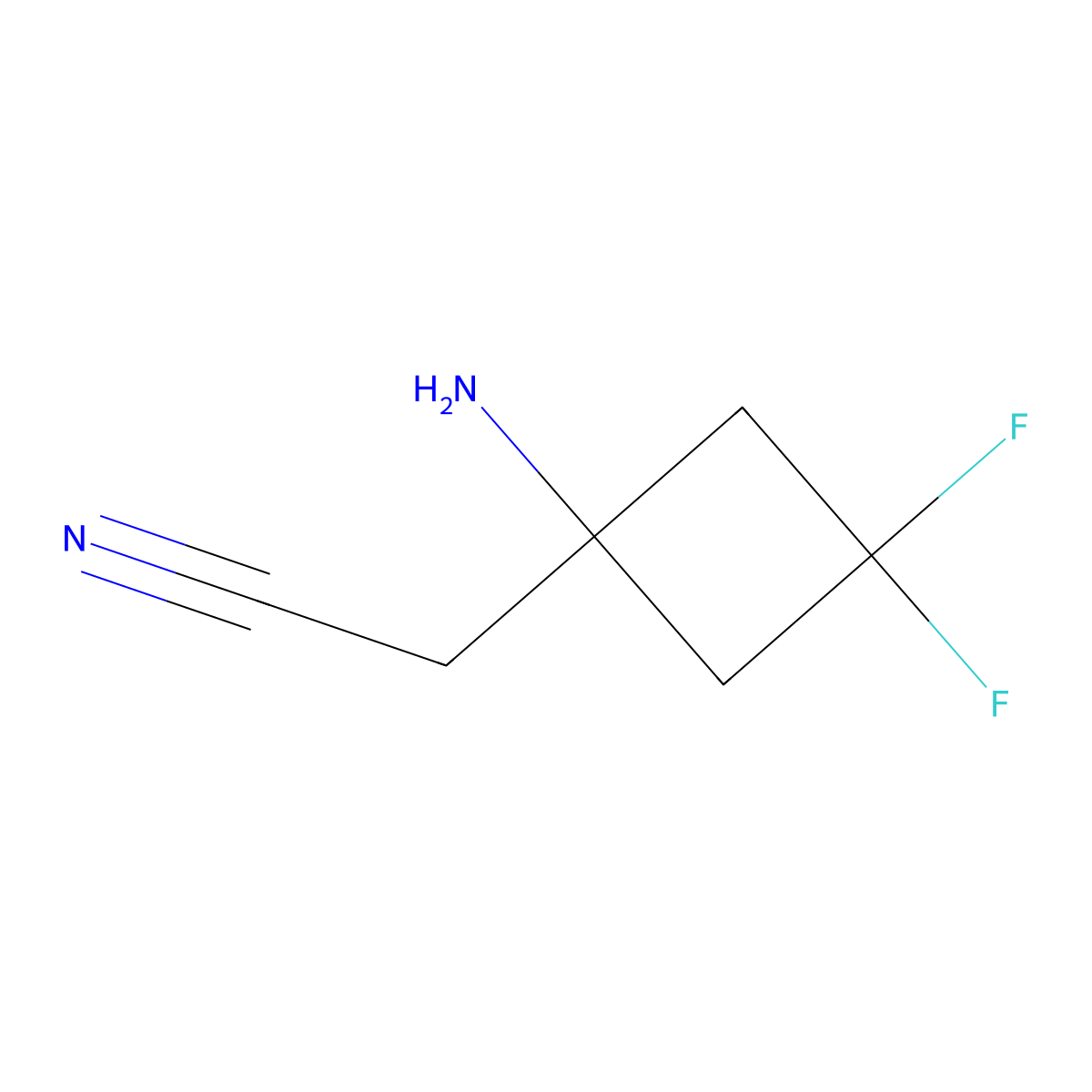 2-(1-Amino-3,3-difluorocyclobutyl)acetonitrile molecular structure, CAS 2825010-99-7