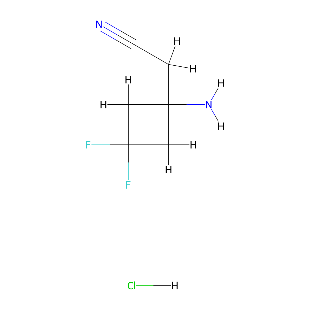 2-(1-Amino-3,3-difluorocyclobutyl)acetonitrile hydrochloride molecular structure, CAS 2825011-00-3