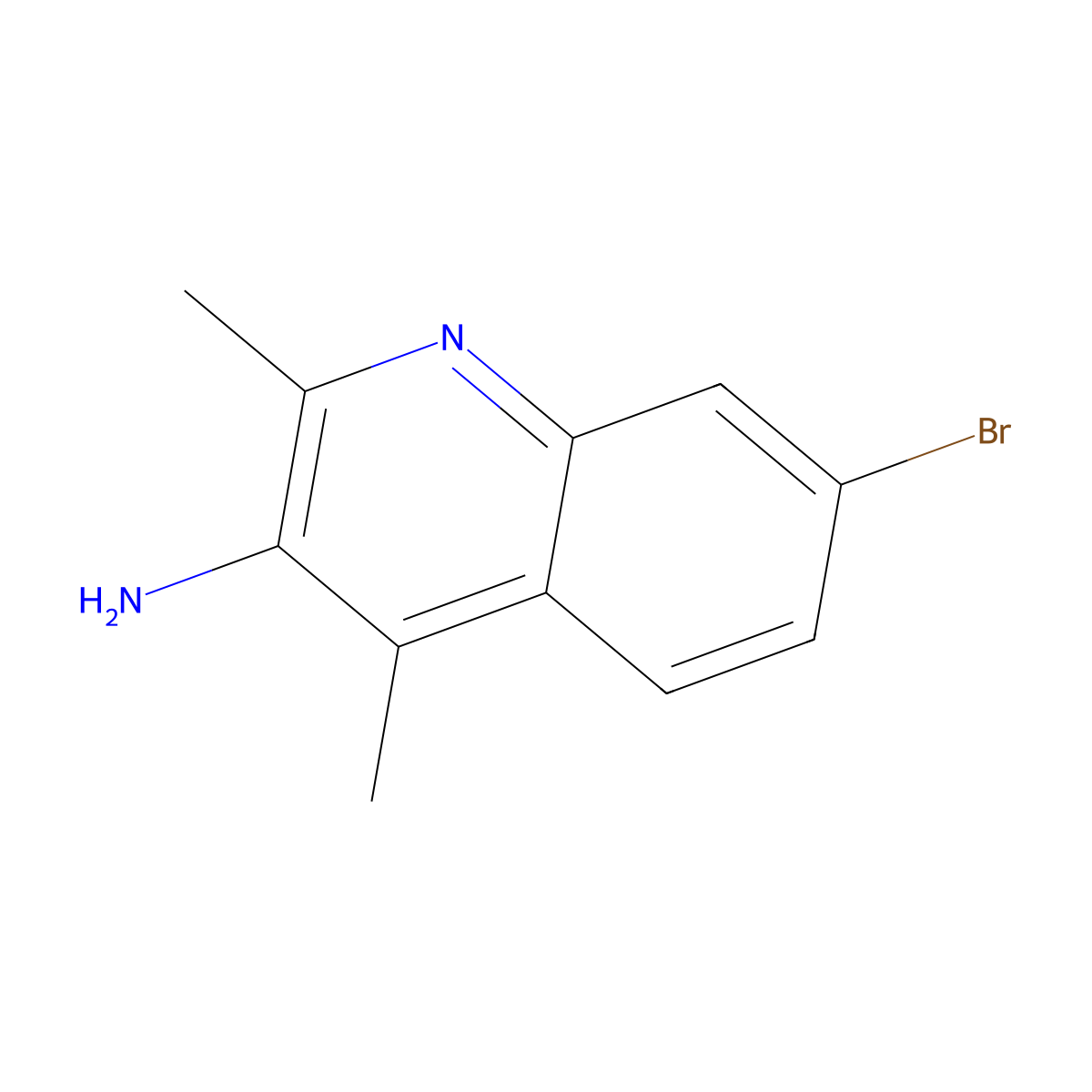 7-Bromo-2,4-dimethylquinolin-3-amine molecular structure, CAS 2825011-03-6