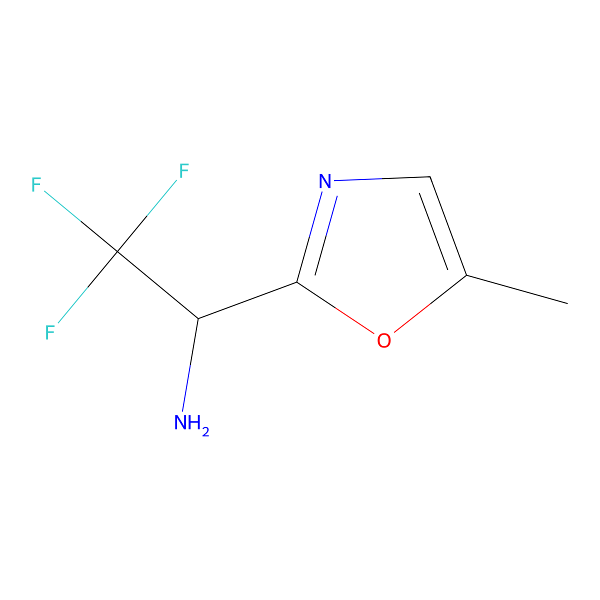 2,2,2-Trifluoro-1-(5-methyl-1,3-oxazol-2-yl)ethan-1-amine molecular structure, CAS 2825011-05-8
