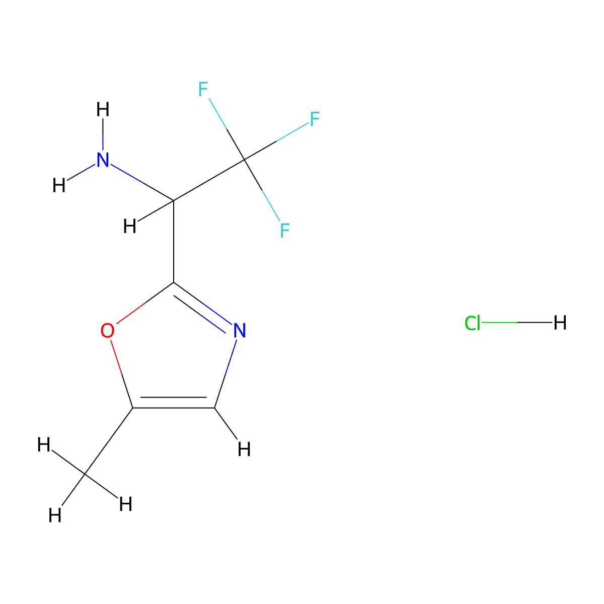 2,2,2-Trifluoro-1-(5-methyl-1,3-oxazol-2-yl)ethan-1-aminehydrochloride molecular structure, CAS 2825011-06-9