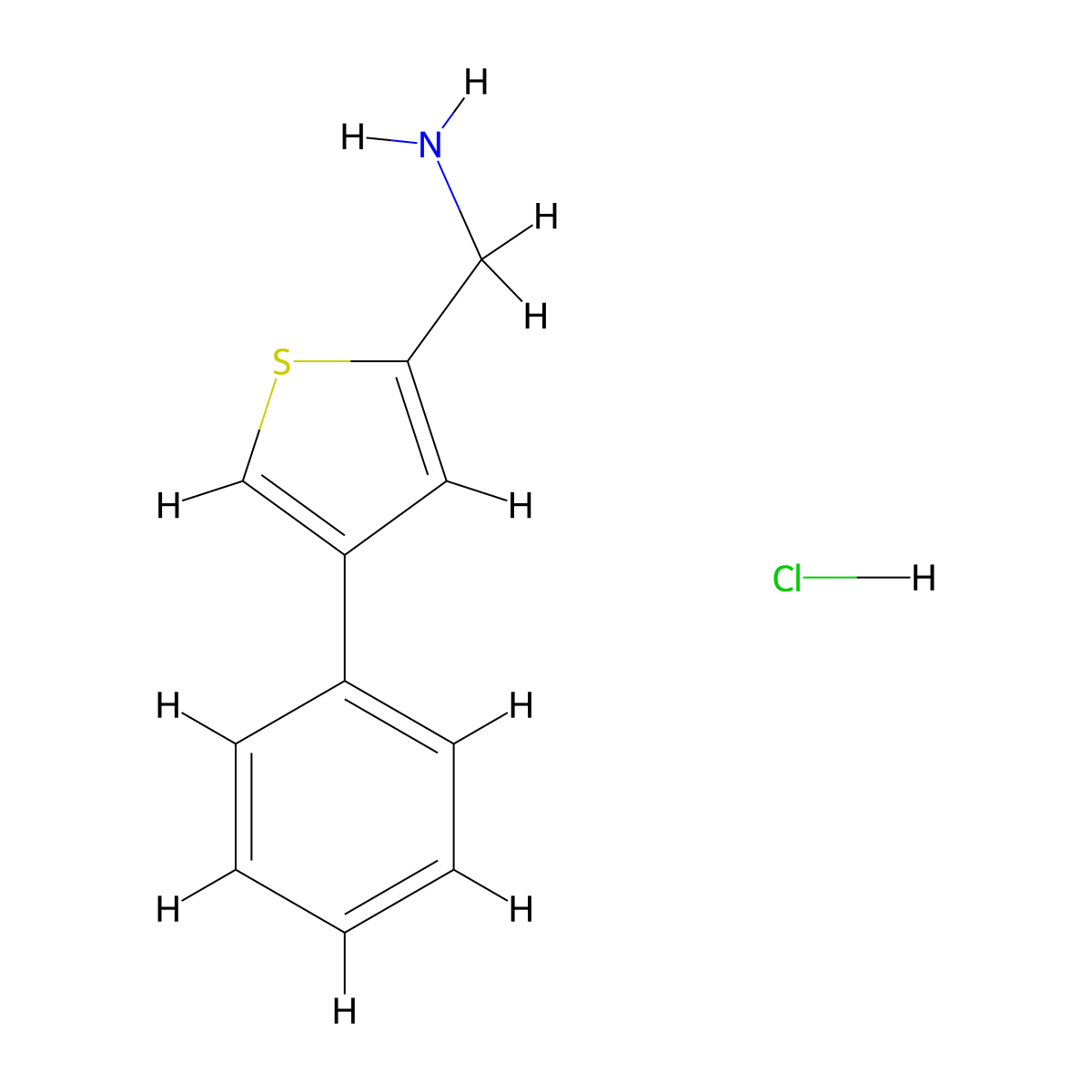 1-(4-Phenylthiophen-2-yl)methanaminehydrochloride molecular structure, CAS 2825011-08-1