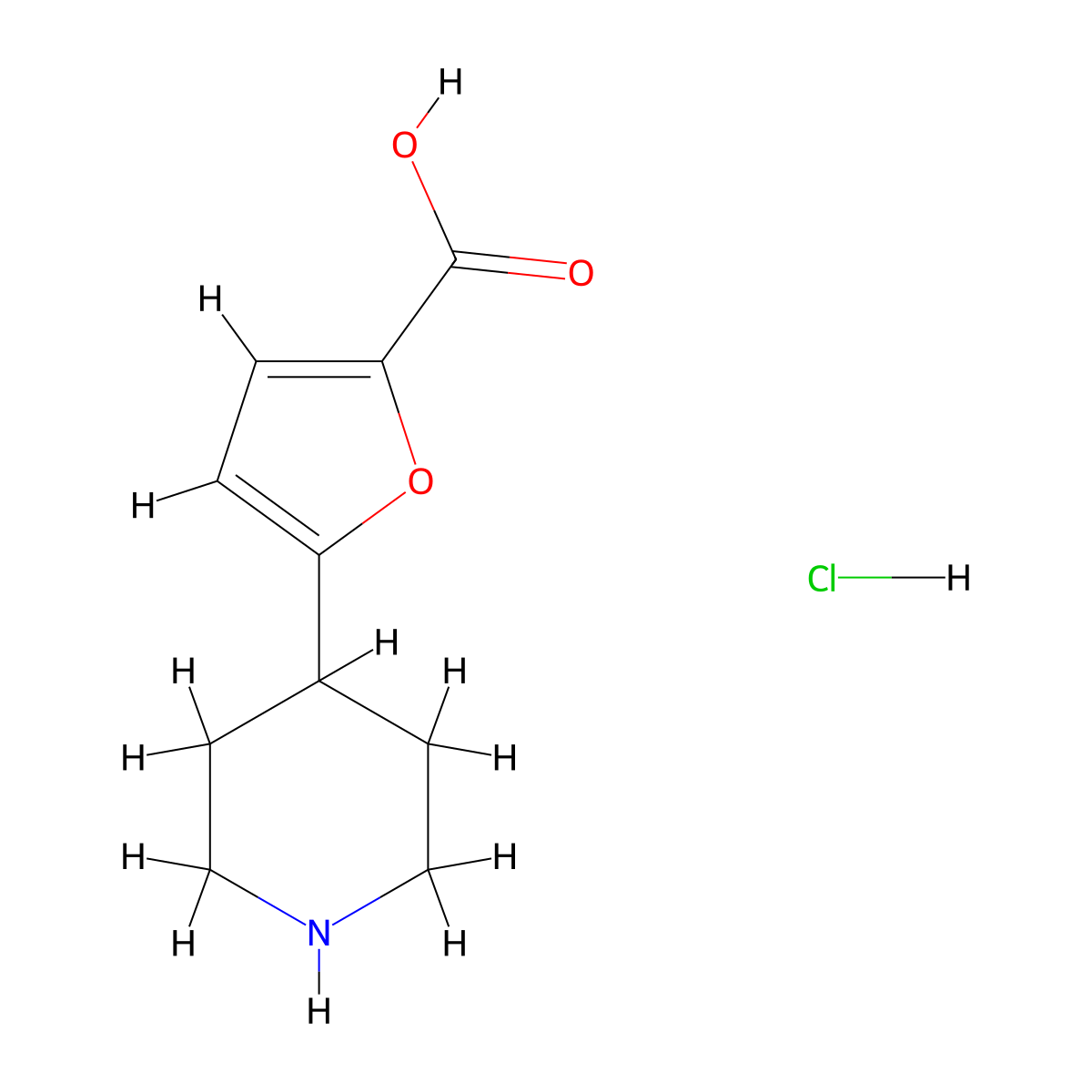 5-(Piperidin-4-yl)furan-2-carboxylicacidhydrochloride molecular structure, CAS 2825011-12-7