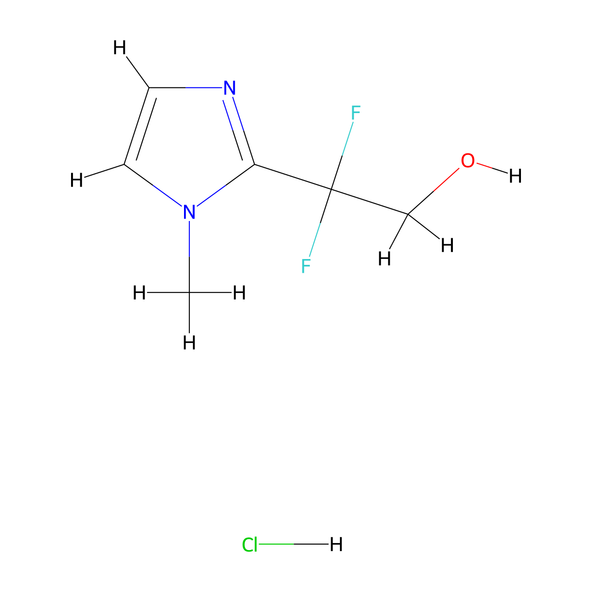 2,2-difluoro-2-(1-methyl-1H-imidazol-2-yl)ethan-1-ol hydrochloride molecular structure, CAS 2825011-14-9