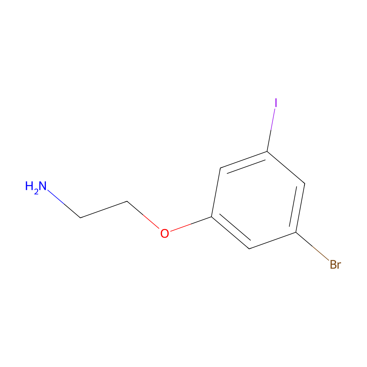 2-(3-Bromo-5-iodophenoxy)ethan-1-amine molecular structure, CAS 2825011-19-4
