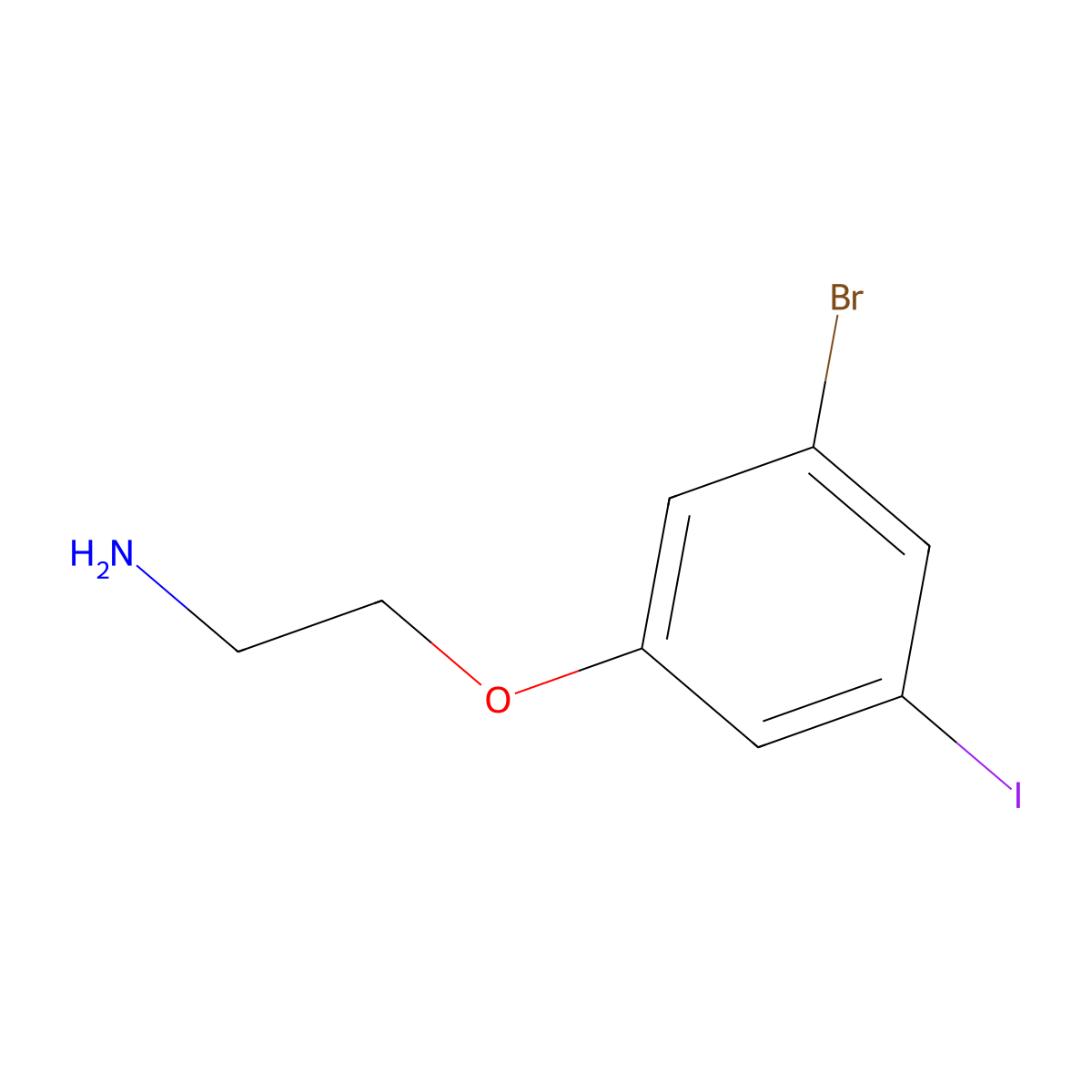 2-(3-Bromo-5-iodophenoxy)ethan-1-amine molecular structure, CAS 2825011-19-4