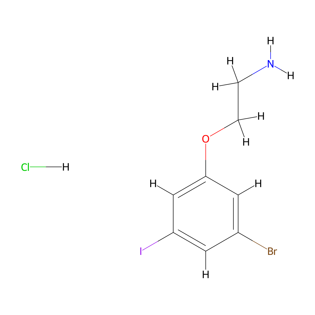 2-(3-Bromo-5-iodophenoxy)ethan-1-amine hydrochloride molecular structure, CAS 2825011-20-7