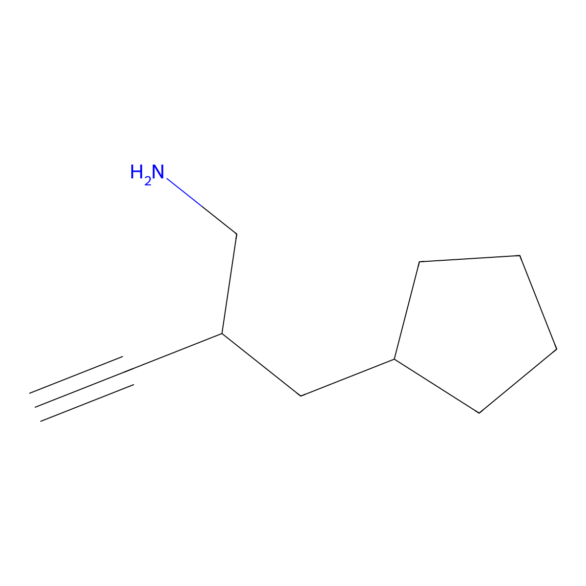 [2-(Aminomethyl)but-3-yn-1-yl]cyclopentane molecular structure, CAS 2825011-23-0
