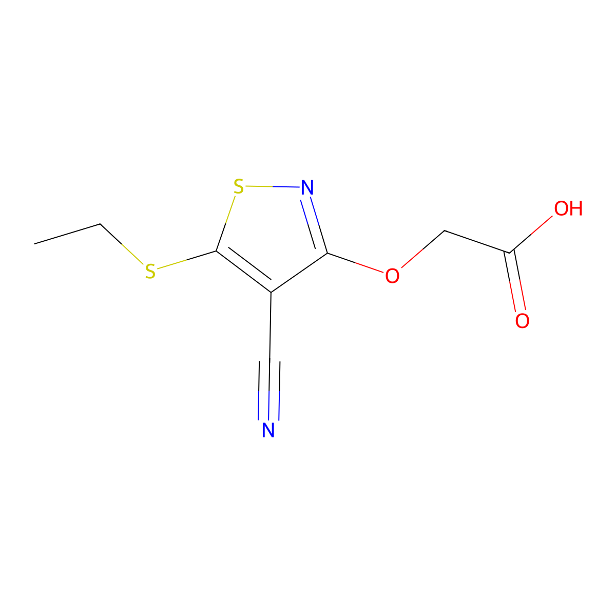 2-{[4-Cyano-5-(ethylsulfanyl)-1,2-thiazol-3-yl]oxy}aceticacid molecular structure, CAS 2825011-28-5
