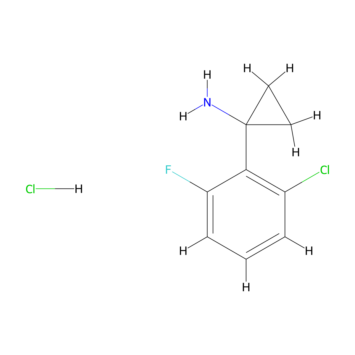 1-(2-Chloro-6-fluorophenyl)cyclopropan-1-aminehydrochloride molecular structure, CAS 2825011-33-2