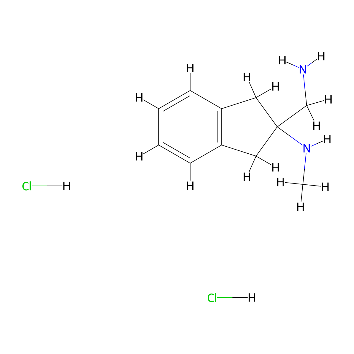 2-(aminomethyl)-N-methyl-2,3-dihydro-1H-inden-2-amine dihydrochloride molecular structure, CAS 2825011-38-7