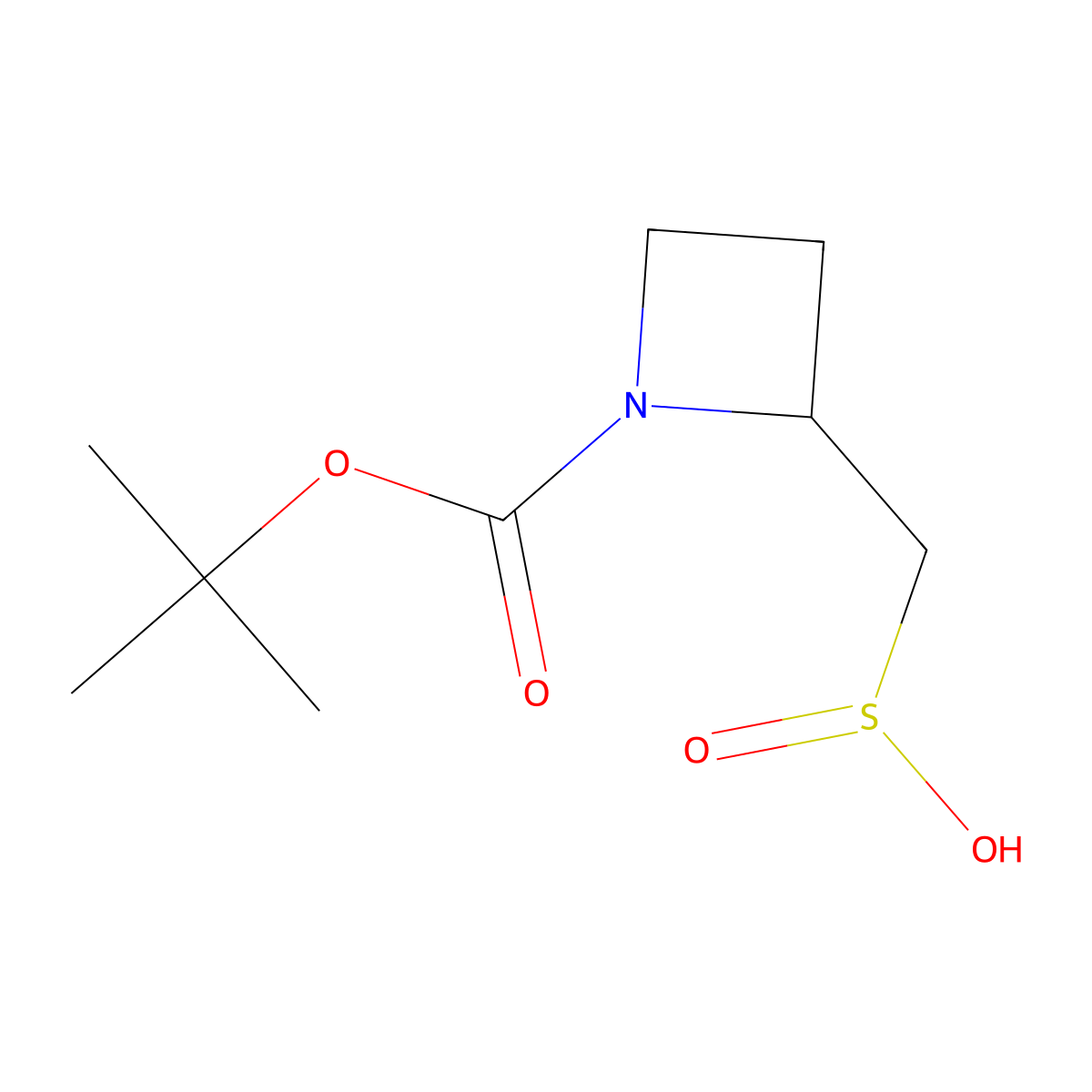 {1-[(Tert-butoxy)carbonyl]azetidin-2-yl}methanesulfinic acid molecular structure, CAS 2825011-44-5
