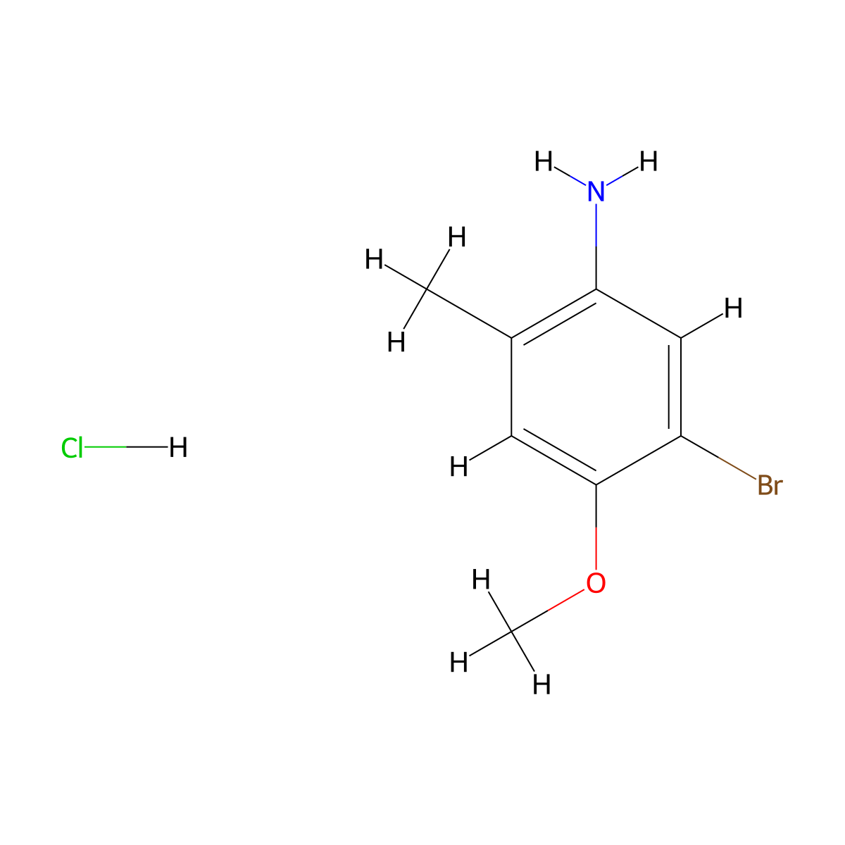 5-Bromo-4-methoxy-2-methylanilinehydrochloride molecular structure, CAS 2825011-55-8