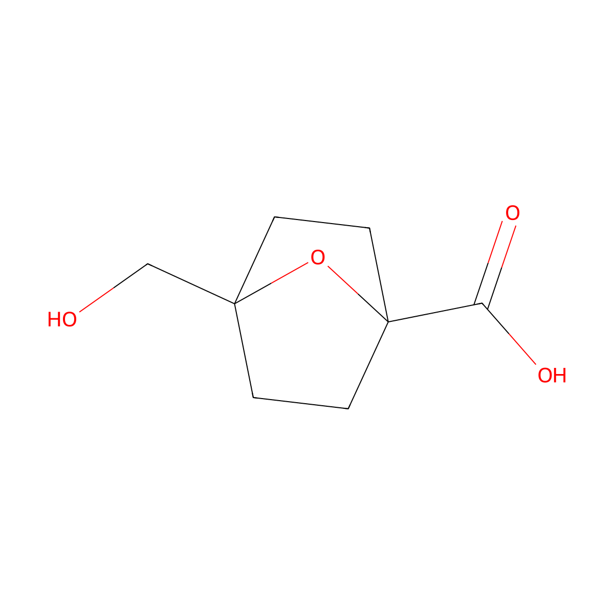 4-(Hydroxymethyl)-7-oxabicyclo[2.2.1]heptane-1-carboxylic acid molecular structure, CAS 2825011-57-0