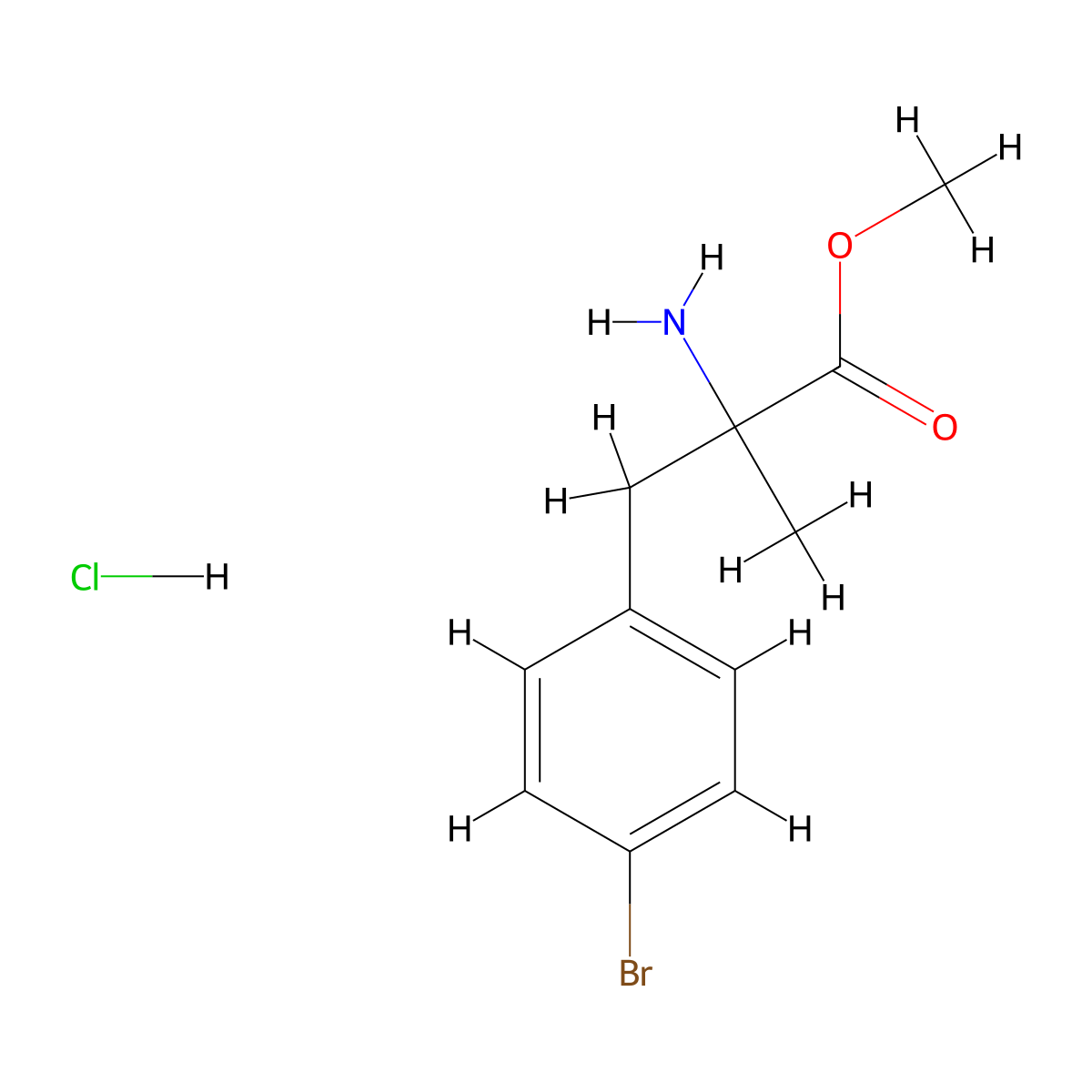 Methyl 2-amino-3-(4-bromophenyl)-2-methylpropanoate hydrochloride molecular structure, CAS 2825011-66-1