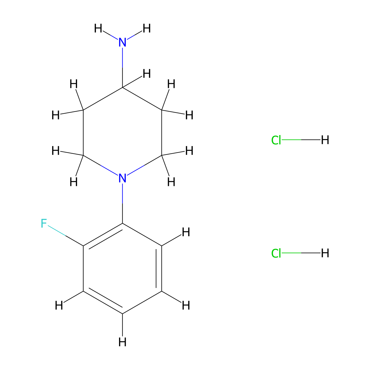 1-(2-Fluorophenyl)piperidin-4-amine dihydrochloride molecular structure, CAS 2825011-75-2