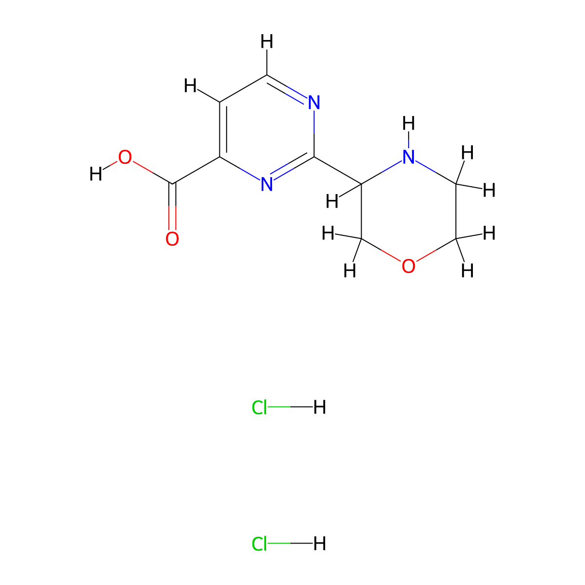 2-(Morpholin-3-yl)pyrimidine-4-carboxylicaciddihydrochloride molecular structure, CAS 2825011-92-3