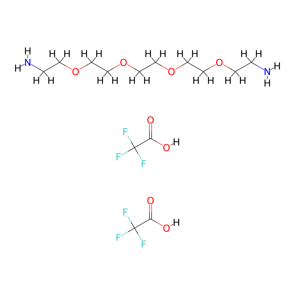 3,6,9,12-Tetraoxatetradecane-1,14-diamine; bis(trifluoroacetic acid) molecular structure, CAS 2825011-95-6