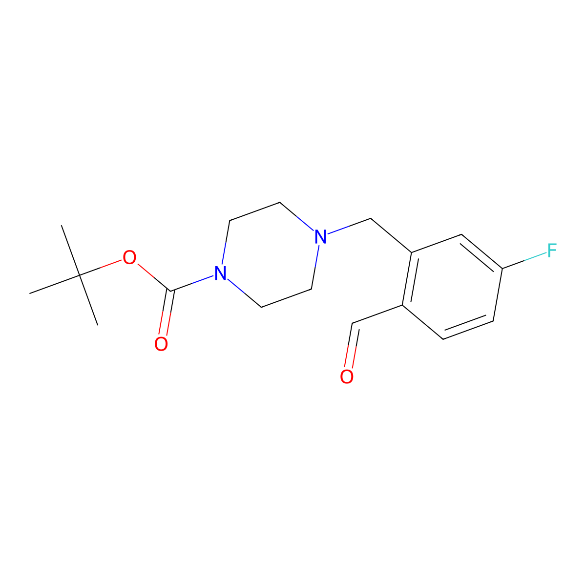 Tert-butyl 4-((5-fluoro-2-formylphenyl)methyl)piperazine-1-carboxylate molecular structure, CAS 2825012-05-1