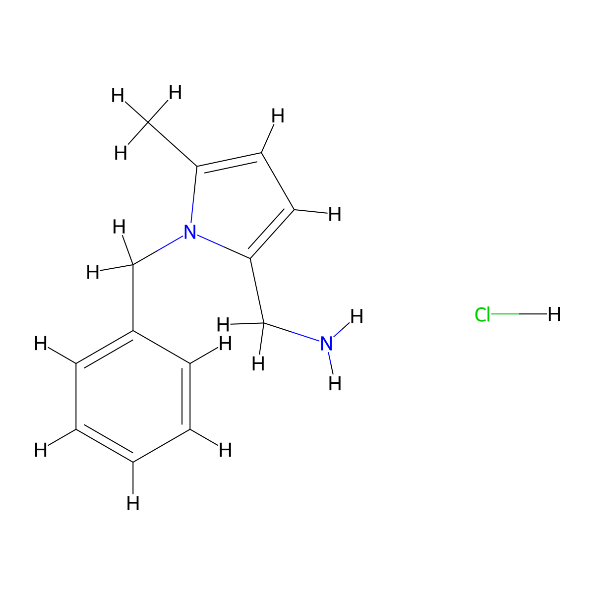 1-(1-benzyl-5-methyl-1H-pyrrol-2-yl)methanamine hydrochloride molecular structure, CAS 2825012-09-5