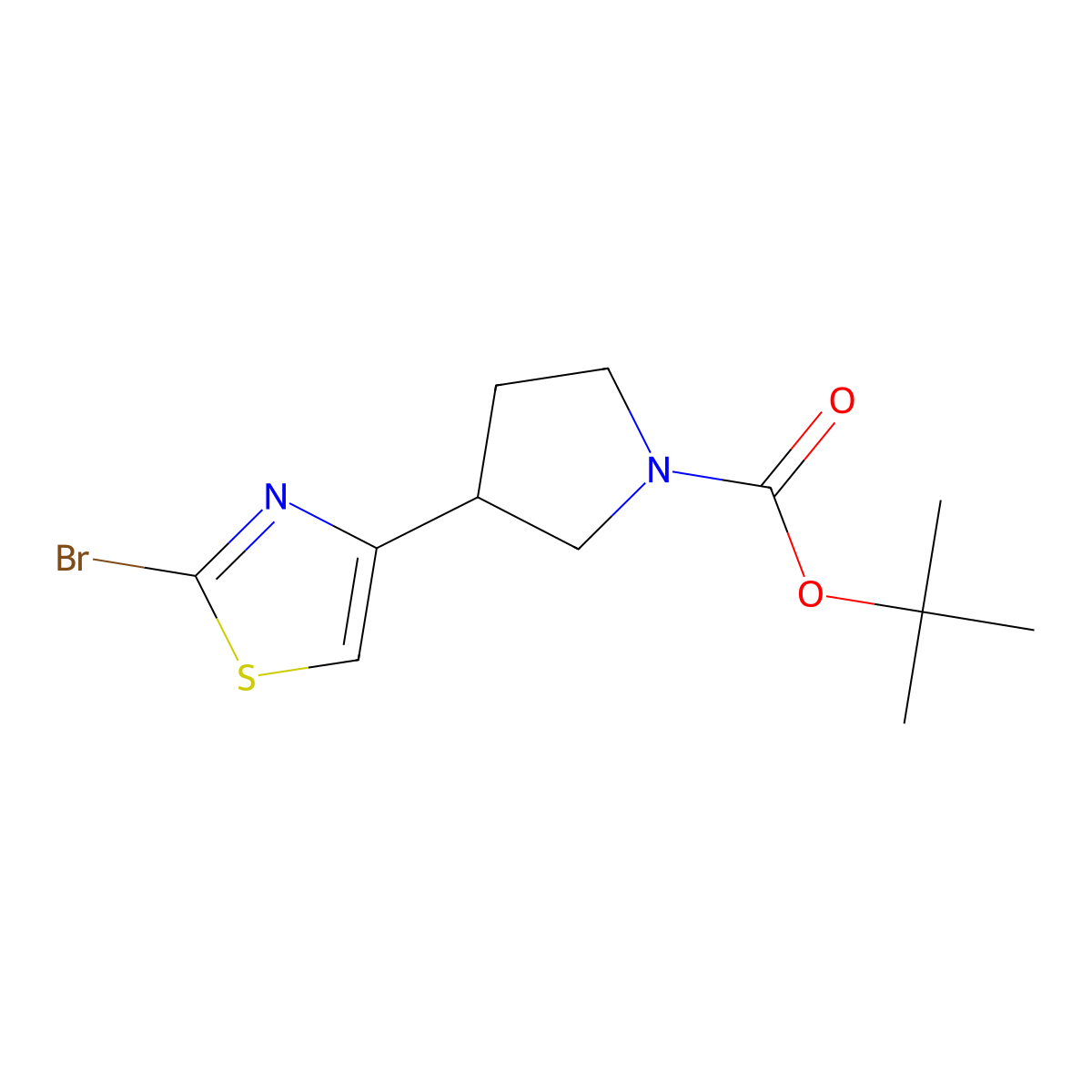 Tert-butyl 3-(2-bromo-1,3-thiazol-4-yl)pyrrolidine-1-carboxylate molecular structure, CAS 2825012-12-0