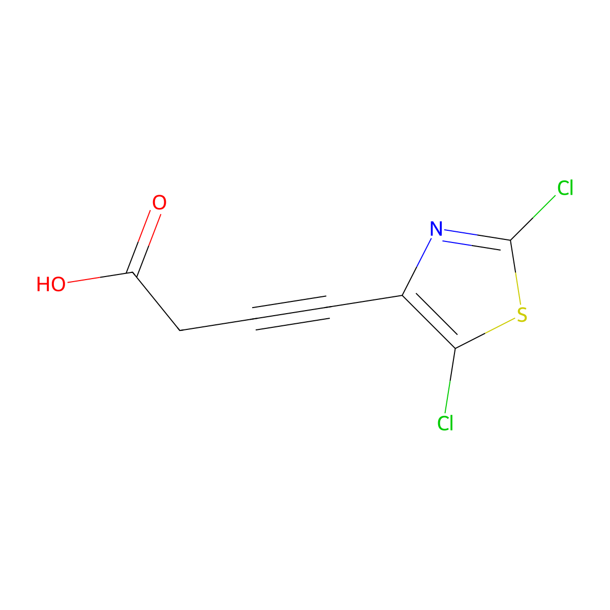 4-(2,5-Dichloro-1,3-thiazol-4-yl)but-3-ynoic acid molecular structure, CAS 2825012-18-6