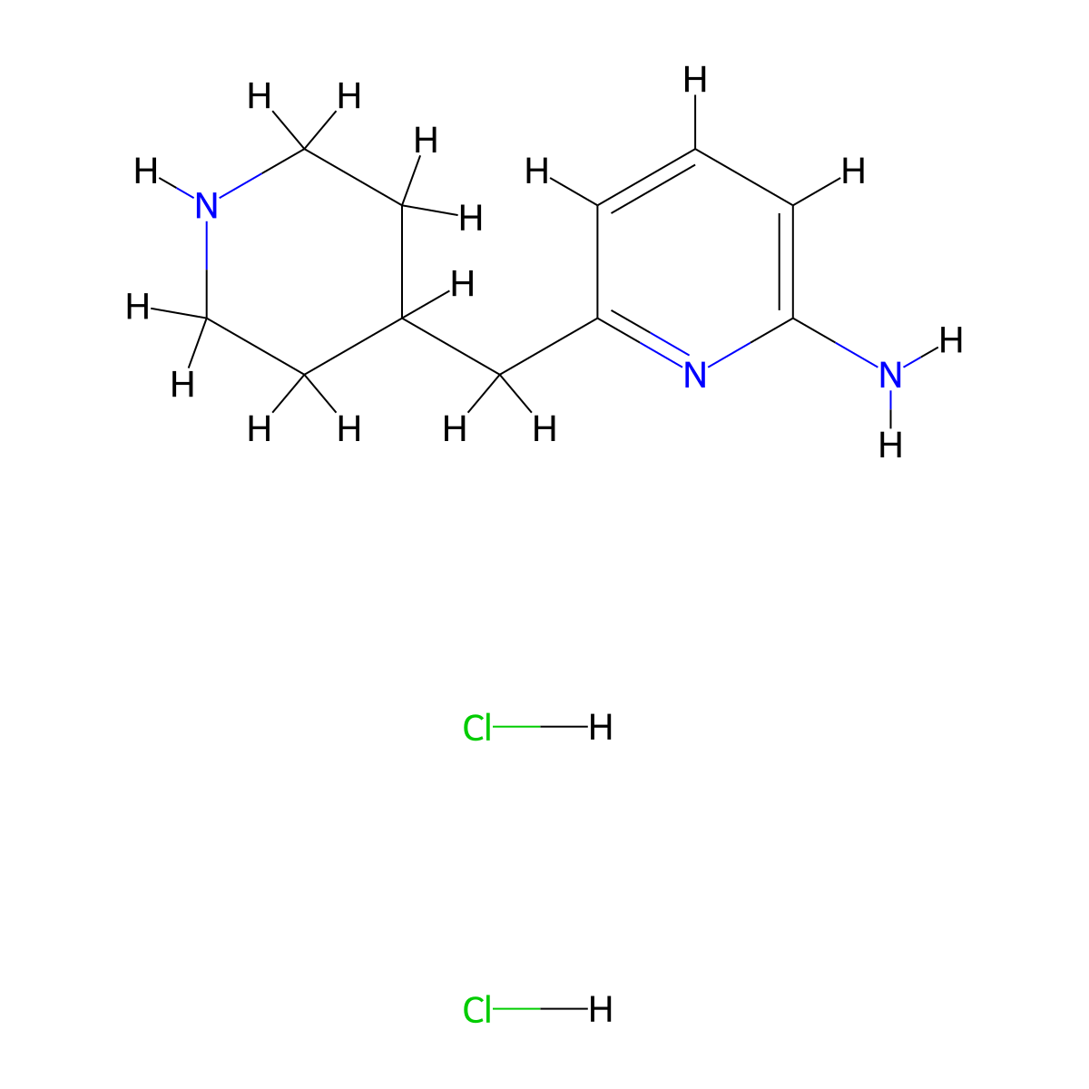 6-[(Piperidin-4-yl)methyl]pyridin-2-aminedihydrochloride molecular structure, CAS 2825012-19-7
