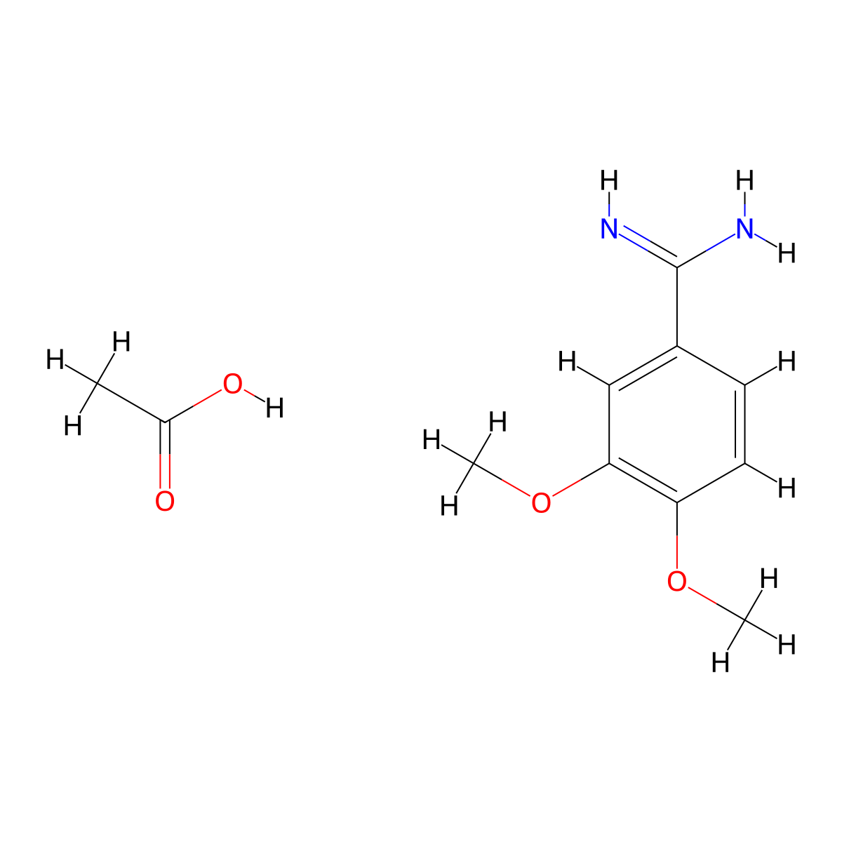 3,4-Dimethoxybenzene-1-carboximidamide; acetic acid molecular structure, CAS 2825012-20-0
