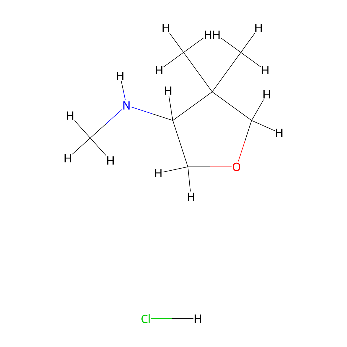 N,4,4-trimethyloxolan-3-amine hydrochloride molecular structure, CAS 2825012-25-5