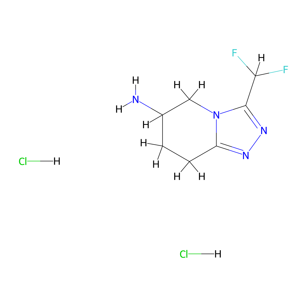 3-(difluoromethyl)-5H,6H,7H,8H-[1,2,4]triazolo[4,3-a]pyridin-6-aminedihydrochloride molecular structure, CAS 2825012-28-8