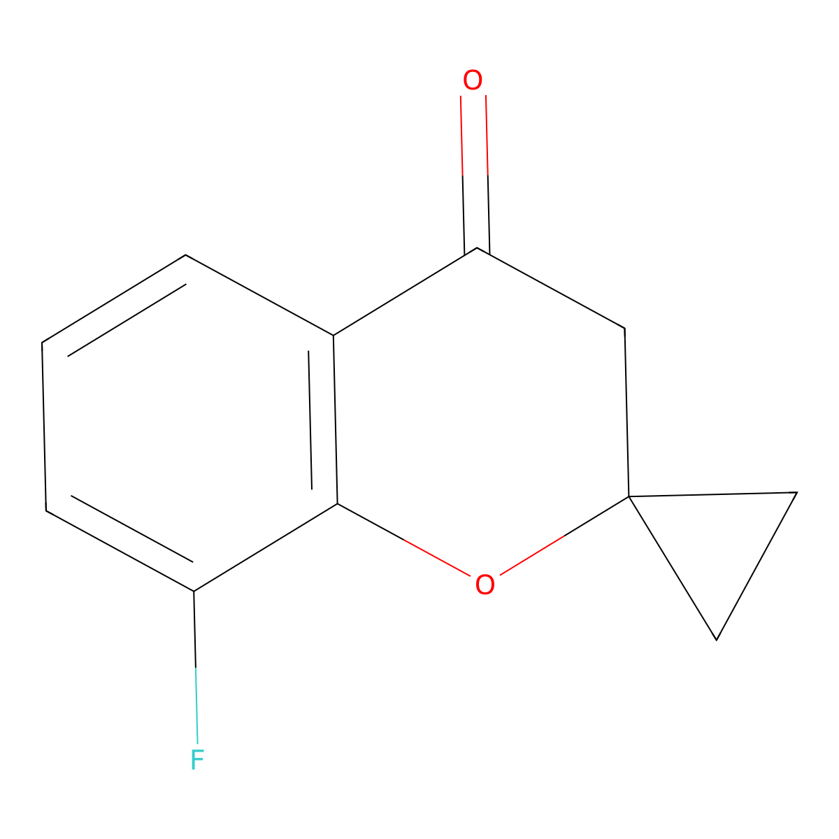 8-Fluoro-3,4-dihydrospiro[1-benzopyran-2,1'-cyclopropan]-4-one molecular structure, CAS 2825012-30-2